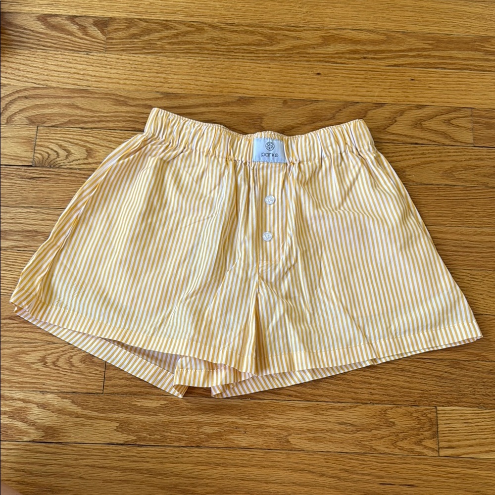 PARKE Spring Striped Boxer Shorts in Butter - Size XS